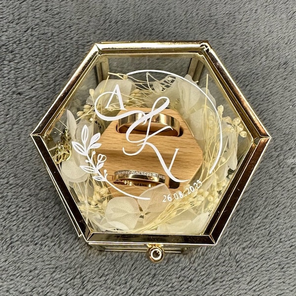 Clear Hexagon Acrylic Wedding Ring Box - Engraved With Romantic Quotes, Magnetic Closure, Ring Bearer Or Proposal - View #12