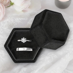 Trouwringdoos, doos ringdrager, fluwelen voorstel aan toonder, aangepaste opslag voor huwelijksceremonie, voorstelidee, dubbele sleuf, cadeau personaliseren