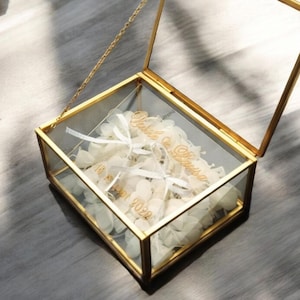 Vigselringsask, personlig ringask i glas, anpassad förvaring för bröllopsceremoni, smyckesförvaring i akryl, frieriidé, personlig present