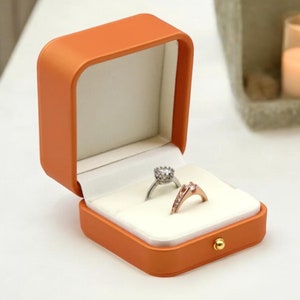Trouwringdoos, doos ringdrager, fluwelen voorstel aan toonder, aangepaste opslag voor huwelijksceremonie, voorstelidee, dubbele sleuf, cadeau personaliseren