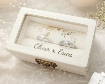 Hochzeit Ring Box, Ringträger Box, Holzträger mit Gravur für die Trauung, Double Slot, Benutzerdefinierte Walnuss, personalisiertes Geschenk, Vorschlag Ideen