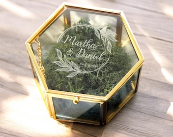Caja para anillos de boda, caja de cristal personalizada para anillos, almacenamiento personalizado para ceremonias de boda, almacenamiento de joyas de acrílico, idea para propuestas de matrimonio, regalo personalizado