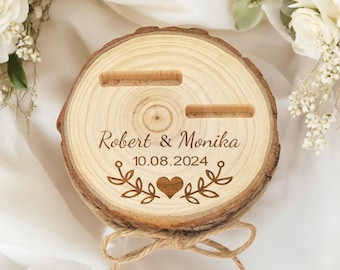 Benutzerdefinierte Hochzeit Ring Box, Ringträger Box, Verlobung Holz Halter, gravierte Holzträger für die Hochzeitszeremonie, personalisiertes Geschenk, Paar Idee