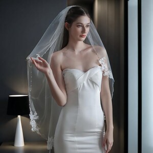 Lace Wedding Veil, Long Lace Veil, Bridal White Chapel, Ivory Chapel, Ivory White Tulle, Long Cathedral, Bridal Cathedral, Wedding Headpiece