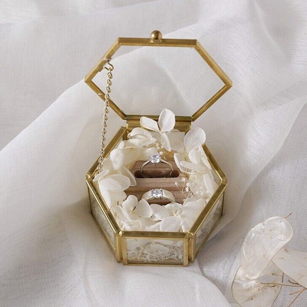 Boîte à bagues de mariage, boîte à bagues en verre personnalisée, stockage personnalisé pour la cérémonie de mariage, stockage de bijoux en acrylique, idée de proposition, cadeau personnalisé