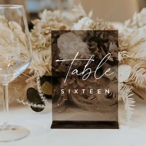 Números de mesa acrílicos, números de mesa para casamento, peça central de casamento elegante, peça central de acrílico, decoração de chá de panela