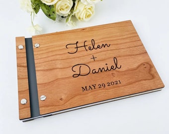 Wooden Wedding Guest Book, Wood Guest Book, Wedding Wood Unique Guestbook, Custom Guestbook, Anniversary Album, Personalized Photo Album