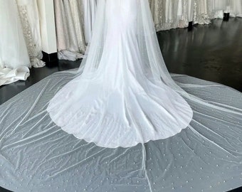 Pearl Veil, Pearl Wedding Veil, Cathedral Length, Bridal Hair Accessories, Wedding Ceremony, Bridal Elegance, Single Tier