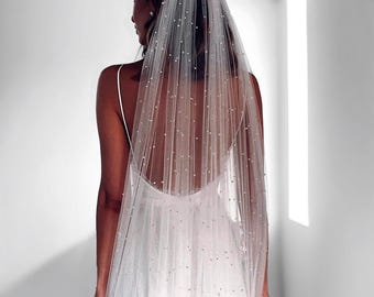 Perlen Schleier, Perle Hochzeit Schleier, Kathedrale Länge, Braut Haarschmuck, Hochzeitszeremonie, Braut Eleganz, einreihig