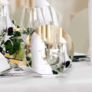 Numeri da tavolo, Numeri da tavolo per matrimoni, Decorazioni per tavoli da matrimonio, Segnaletica per reception, Segni da tavolo in acrilico, Centrotavola elegante
