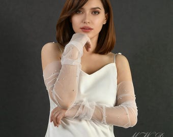 Wedding Gloves, Bridal Gloves, Pearl Sleeves, Elegant Bride Accessories, Pearl Wedding Sleeves, Bridal Accessories, Engagement Shoot