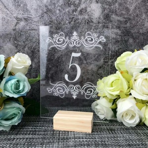 Números de mesa, Número de mesa de boda, Decoración de mesa de boda, Señalización de recepción, Letreros de mesa acrílicos, Centro de mesa elegante