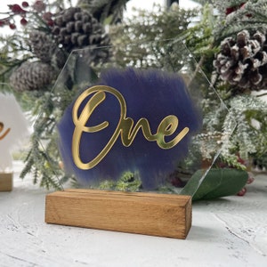 Números de mesa acrílicos, números de mesa para casamento, peça central de casamento elegante, peça central de acrílico, decoração de chá de panela