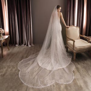 Lace Wedding Veil, Long Lace Veil, Bridal White Chapel, Ivory Chapel, Ivory White Tulle, Long Cathedral, Bridal Cathedral, Wedding Headpiece