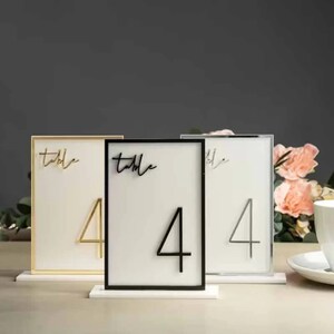Números de mesa, Número de mesa de boda, Decoración de mesa de boda, Señalización de recepción, Letreros de mesa acrílicos, Centro de mesa elegante