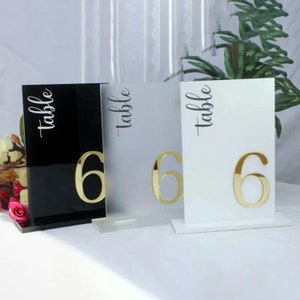 Numeri da tavolo, Numeri da tavolo per matrimoni, Decorazioni per tavoli da matrimonio, Segnaletica per reception, Segni da tavolo in acrilico, Centrotavola elegante