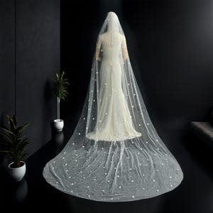 Floral Bridal Veil, Floral Lace Veil, White Or Ivory Cathedral Length, Bridal Accessories, Wedding Headpiece, Single Tier, Double Tier