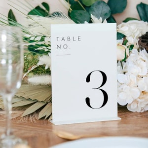 Numeri da tavolo, Numeri da tavolo per matrimoni, Decorazioni per tavoli da matrimonio, Segnaletica per reception, Segni da tavolo in acrilico, Centrotavola elegante