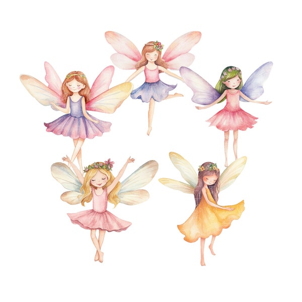 Dancing Fairy Clipart Magical Watercolor Fairy Tale Garden Clip Arts, Fairy Clip Art Sublimation Files Fairies PNG Digital Download.