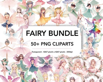 Dancing Fairy Clipart Magical Watercolor Fairy Tale Garden Clip Arts, Fairy Clip Art Bundle Sublimation Files Fairies PNG Digital Download.