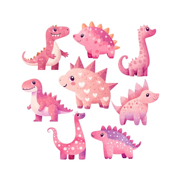 Cute Dinosaur Clipart Delights for Playful DIY Projects, Baby Clipart PNG, Clip Art & Image Files, Digital Sticker Packs.