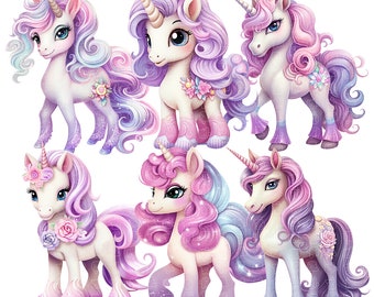 Cute Unicorn Clipart Instant Download Rainbow Clip Art - Etsy