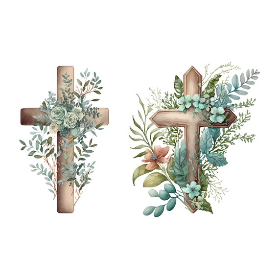 Watercolor Wooden Cross Clipart With Eucalyptus Leaves Religious Easter  Clipart Baptism Invitations First Communion Boys Clipart Png - Etsy
