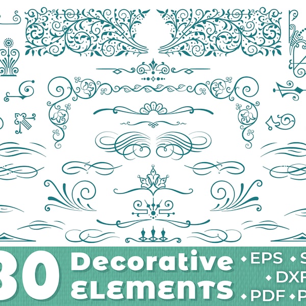 Border SVG Files for Cricut Filigree SVG Scroll SVG Swirl svg Design Elements Decorative Ornaments Bundle Flower svg Flourish Frame Swoosh