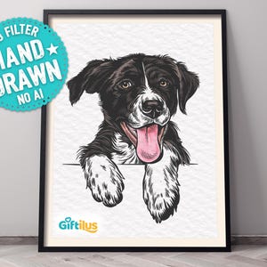Custom Pet Portrait, Dog Portrait, Personalized Digital Line Art From Photo, Pet Memorial Gift, Dog Mom, Pet Loss, Black and White