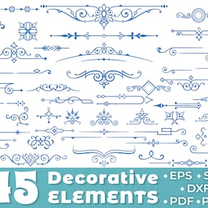 Dekoracyjne dzielniki tekstu ozdoby obramowania SVG elementy projektu wirowego narożnika dekoracje pliki SVG dla Cricut Frame Accents Line Bundle
