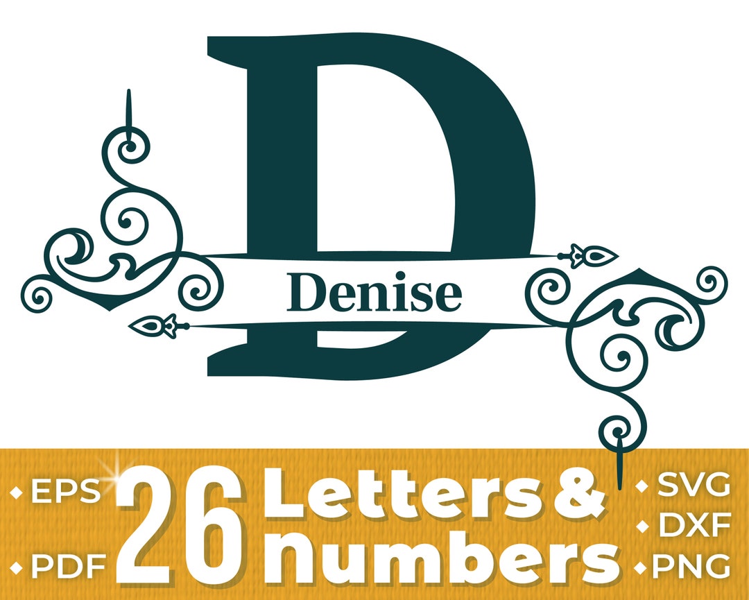 Split Monogram SVG DXF PNG, Alphabet Frame, Numerals, Letters, Family