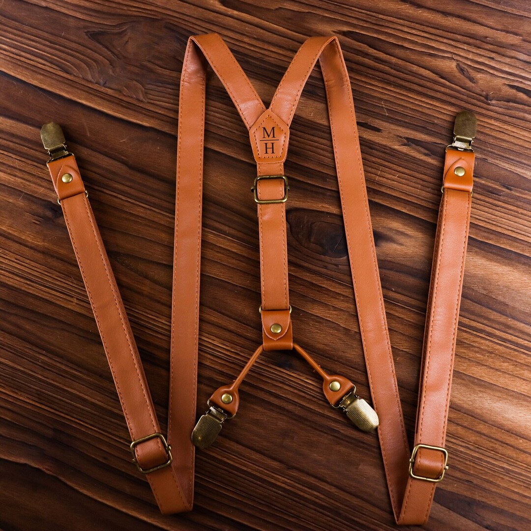 Leather Suspenders Reinforced Leather Suspenders. Wedding Suspenders