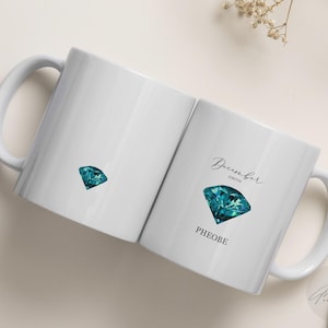 Birthstone Mugs, December, Customized Mug, Personalized Gift, Birthday Gift For Her, Customized Gifts, Gift For Mom, Gift For Her, Mug