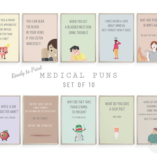 Medical Puns Digital Wall Art, Funny Printable Wall Art, Funny Gifts for Doctor, Doctor Office Decor, Medical Student Gift, Nurse Graduation