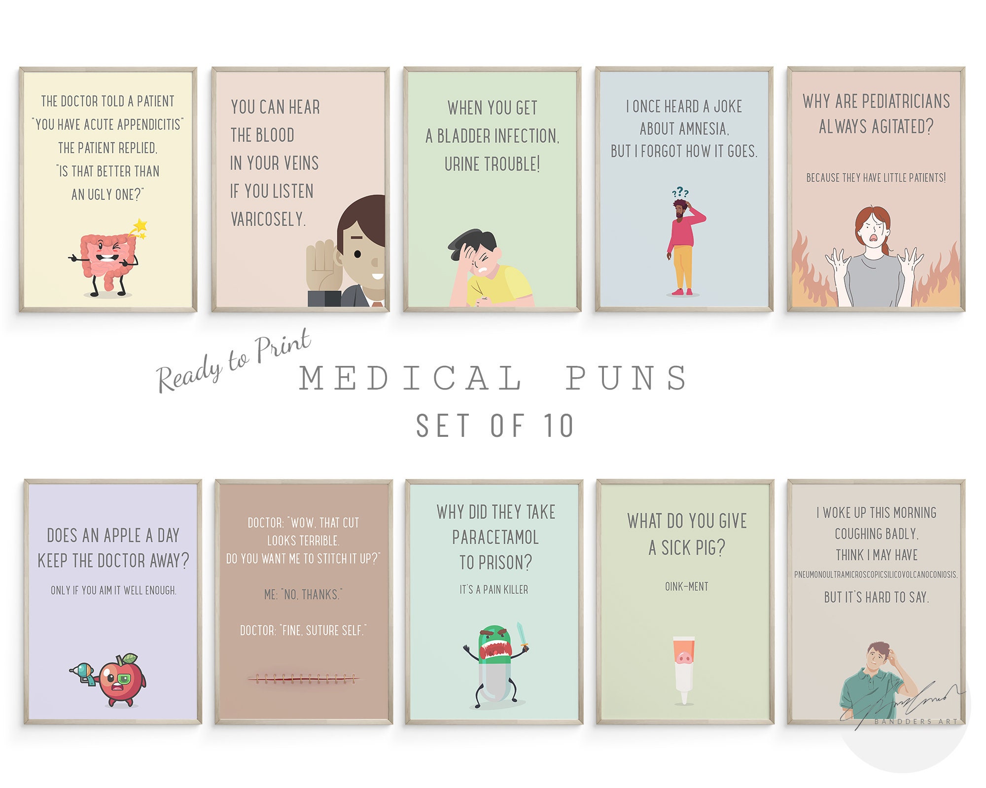 Medical Puns Digital Wall Art, Funny Printable Wall Art, Funny Gifts for Doctor, Doctor Office Decor, Medical Student Gift, Nurse Graduation