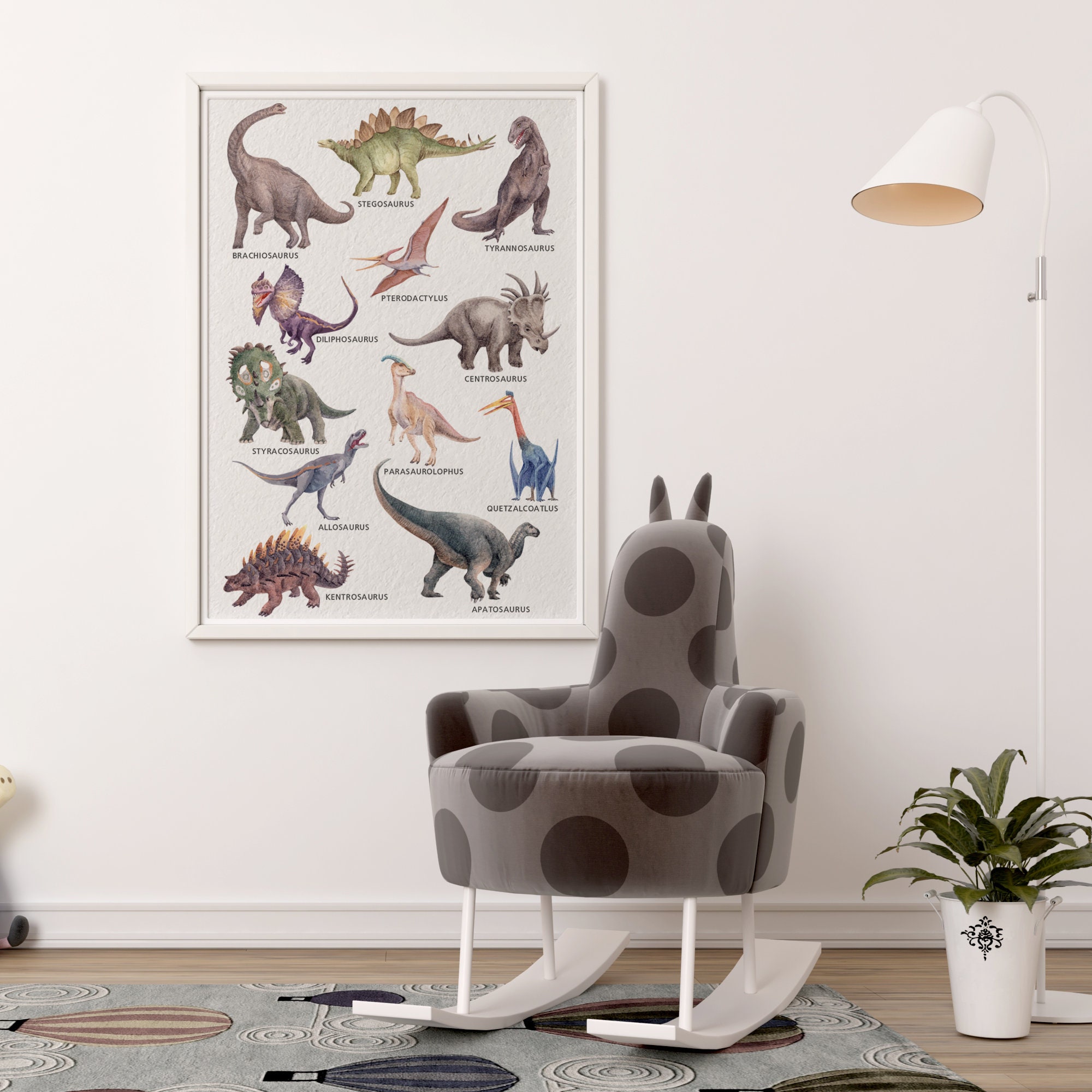 Dinosaur Print, Dinosaur Home Decor Printable Wall Art, Nursery Wall ...