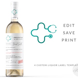 Wine Prescription Label, Wine Lovers Gift, Funny Gifts, Personalized Wine, Wine Bottle Labels, Label Template, Champagne Labels, Wine Labels