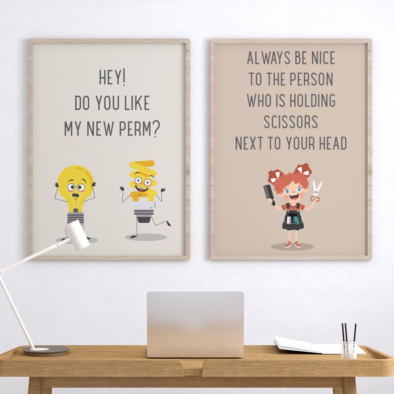Hair Stylist Puns Poster Set Hair Salon Decor Hair Stylist Etsy