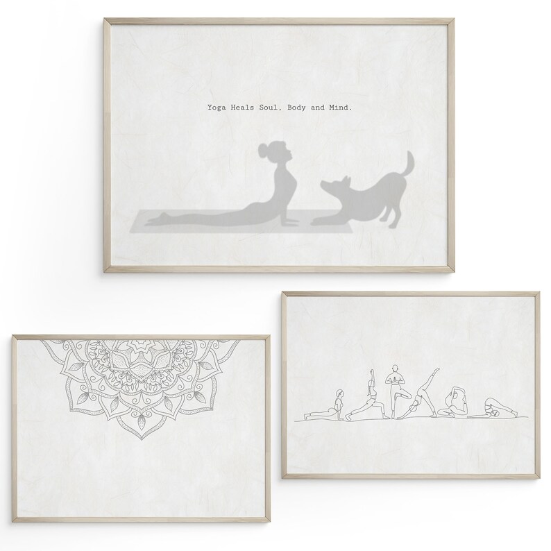 Yoga Wall Art Set of 14 Printables Yoga Studio Art Yoga Room Decor Home