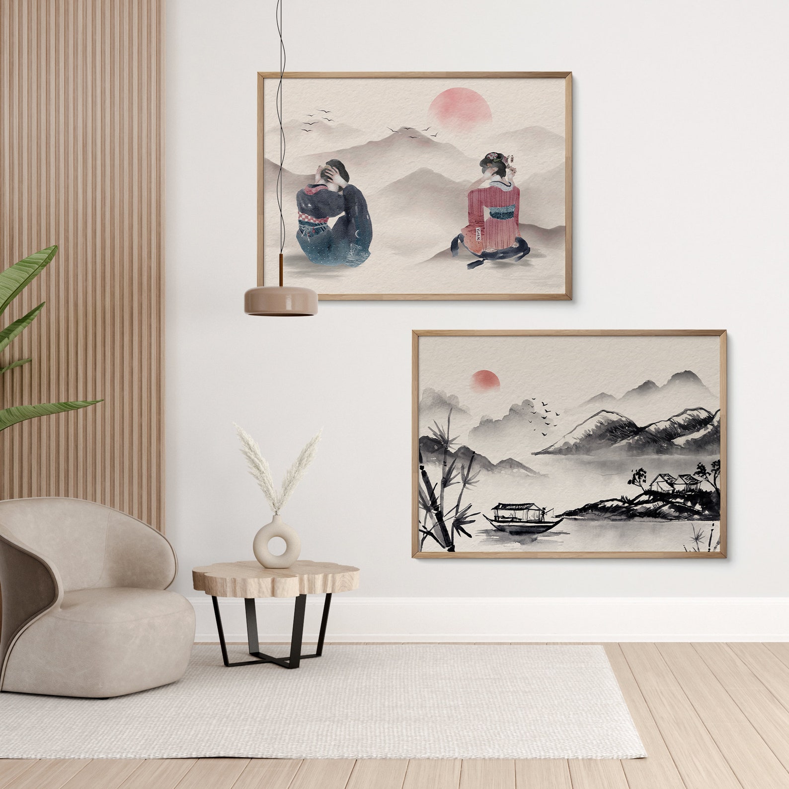 Vintage Japanese Art Gallery Wall Set of 9, Eclectic Asian Gallery Wall ...