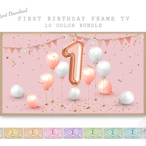 Erster Geburtstag Samsung Rahmen TV Kunst, erstes Geburtstagsgeschenk, Rahmen TV Kunst, Geburtstagsdekorationen, alles Gute zum Geburtstag, Kunst für den Rahmen TV, tv Kunst