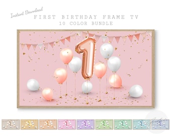 Art mural premier anniversaire pour téléviseur Samsung, Cadeau premier anniversaire, Art mural pour téléviseur, Décorations d&#39;anniversaire, Joyeux anniversaire, Art pour le cadre pour téléviseur, Art tv