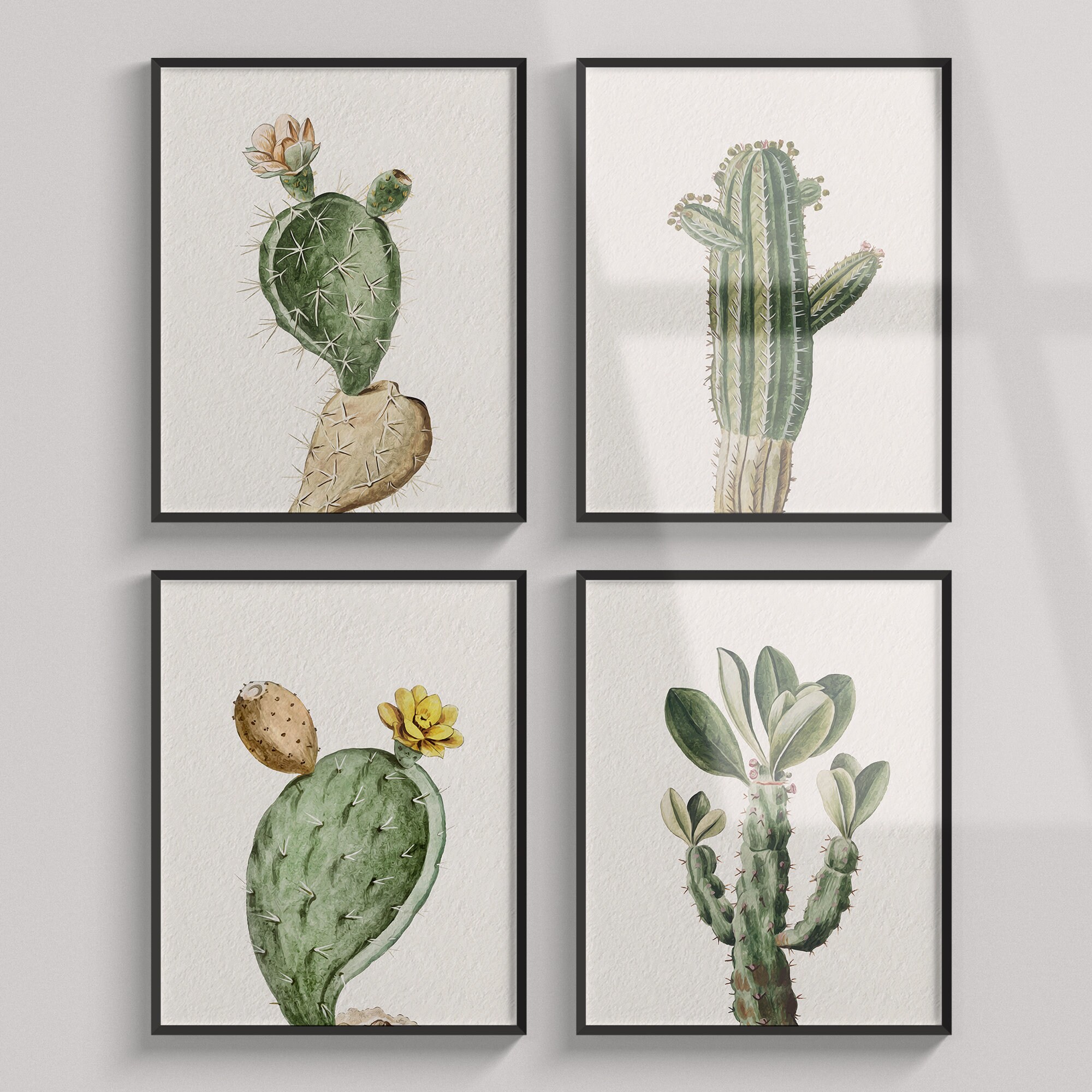 Cactus Printable Wall Art Set of 7, Succulent Print, Digital Botanical ...