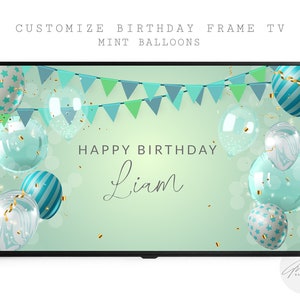 Arte de moldura de TV Samsung feliz aniversário, decoração de aniversário, banner de aniversário, arte de download digital, decoração de festa