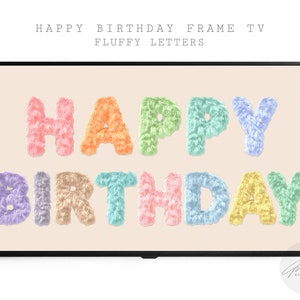 Samsung Frame TV Art | Rainbow | Birthday Party Wall Art | Happy Birthday | Smart TV Art | Digital Download | Party Decor | Fluffy | Fur