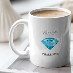 Birthstone Mugs, March, Customized Mug, Personalized Gift, Birthday Gift For Her, Customized Gifts, Gift For Mom, Gift For Her, Mug