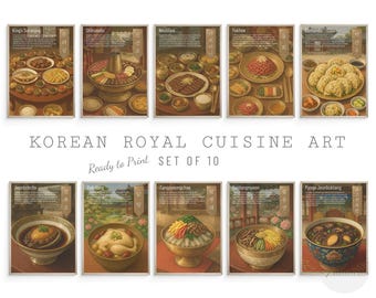 Arte mural de la cocina real coreana, Arte mural de comida, Regalo para amantes de la comida, Arte mural de cocina coreana, Arte gastronómico coreano, Decoración de cocina, Arte mural imprimible