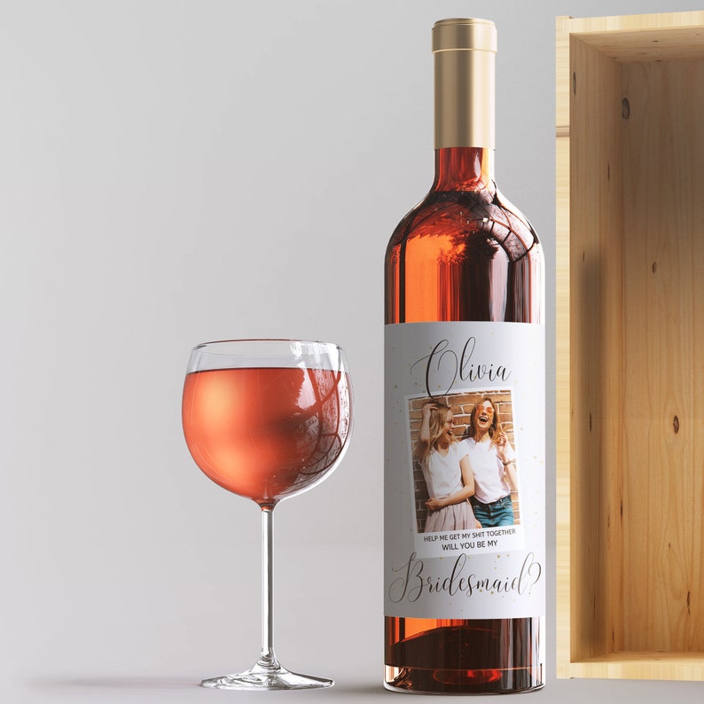 Bridesmaid Proposal Wine Bottle Labels, Funny Gift Bridesmaid ...