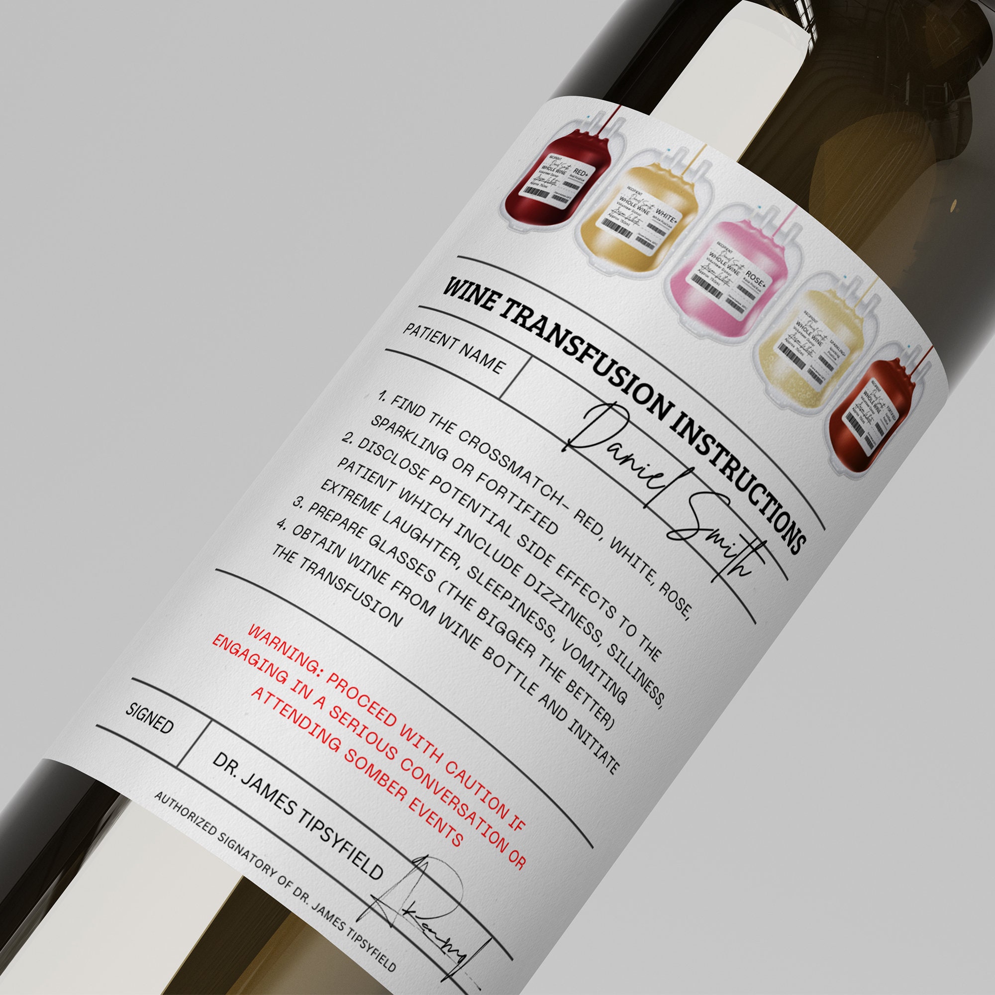 Weintransfusionsetikett lustige Etsy.de