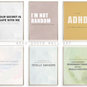 ADHD Quote Wall Art, Inspirational ADHD Quotes Printable Wall Art, Therapy Office Decor, Mental Health, Neurodiversity Art, ADHD Poster